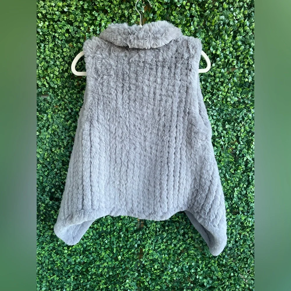 Current Air - Anthropologie | Draped Collar Faux Fur Vest in Gray - NWT